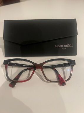 Alain Mikli Paris Red Black Eyeglass Frames A03037 53-15 140 Italy W/case New